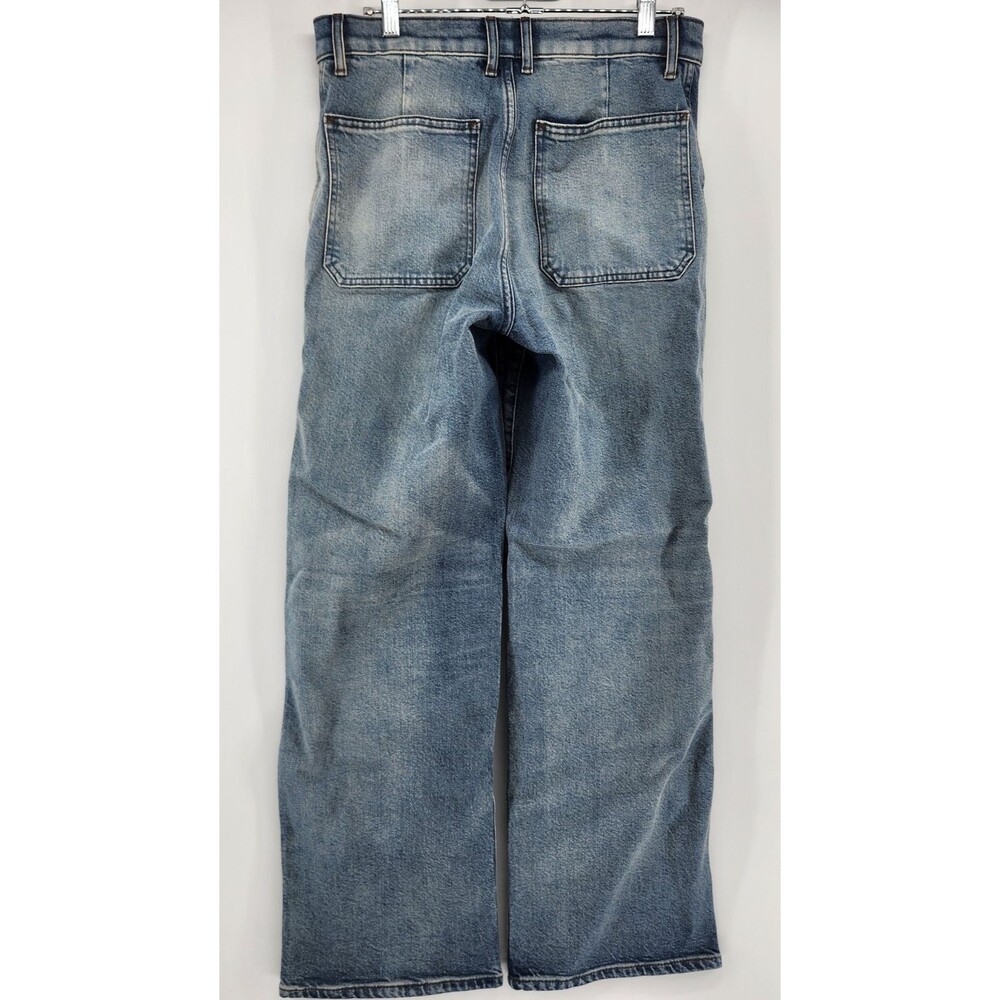 J.Crew Women's Size 29T Tall Evening Wash Wide Leg Cropped Patch Pocket‎ Jeans